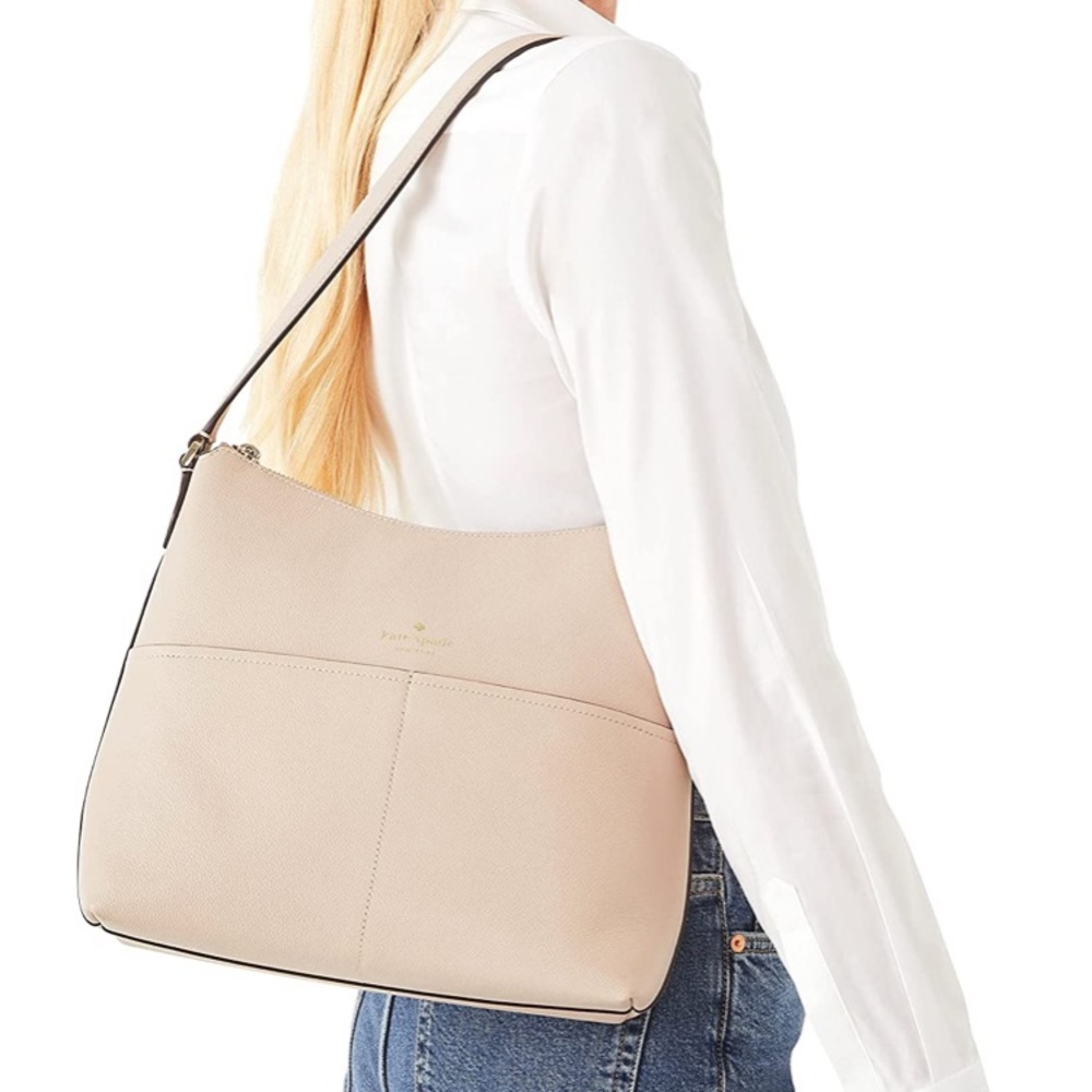 Kate Spade Bailey Textured Leather Shoulder Handbag Warm Beige NWT